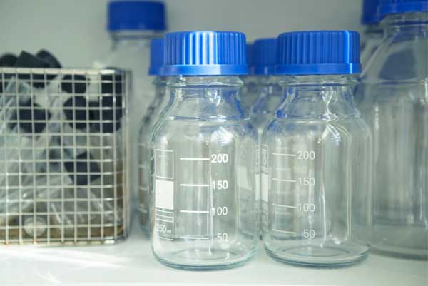 Cleaned and validated glassware ready for use