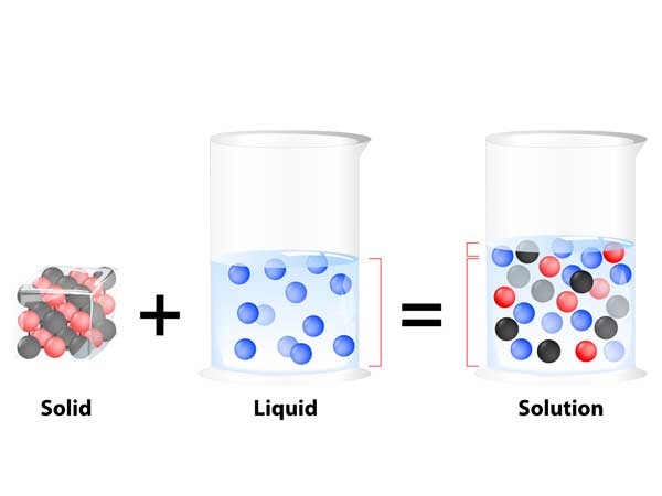 Homogeneous solution of a solid in liquid