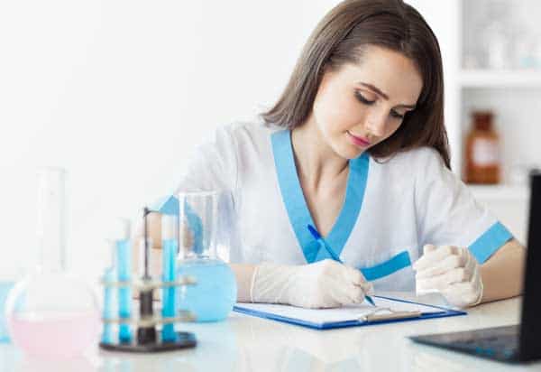 Scientist making report on research findings