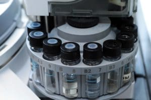 Vials in autosampler tray